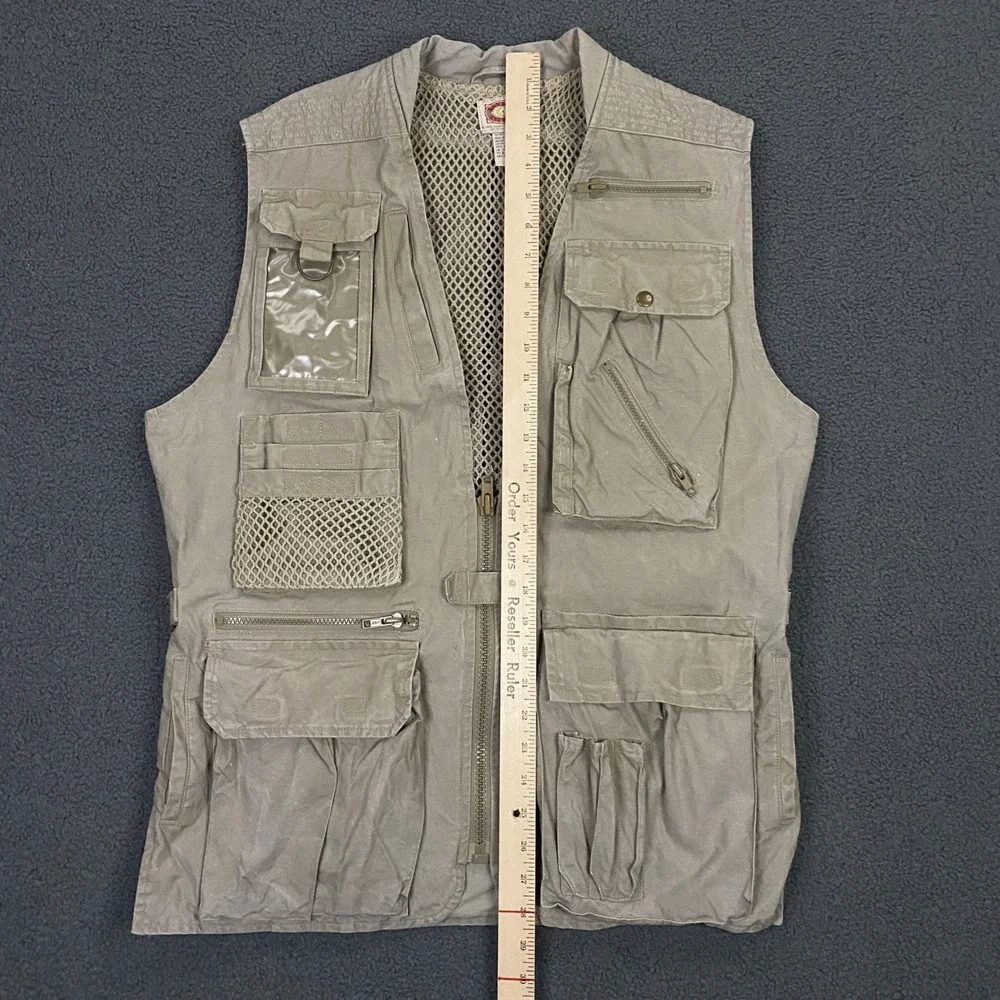 Vintage Banana Republic Safari Vest Mens Medium Khaki Hunt Bush Photographer Tan